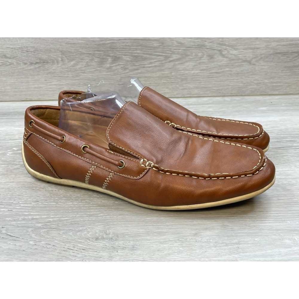 GBX Men's 12 Brown Loafer Leather Comfort Slip-On Casual Classic Shoes
